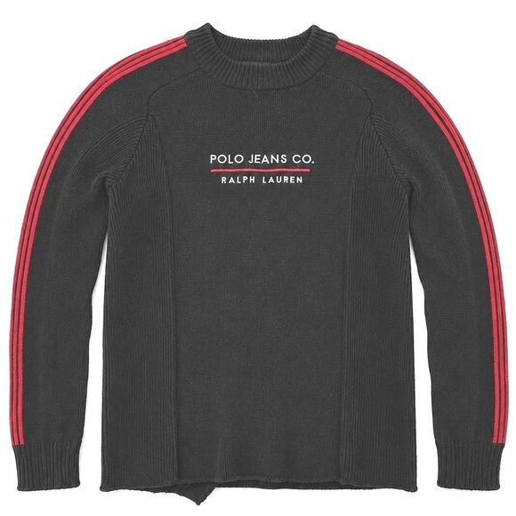 Polo Jeans Co. Ralph Lauren Sweaters - Polo Jeans Co Ralph Lauren Sweater Black Red Stripe Vintage Y2K Sporty